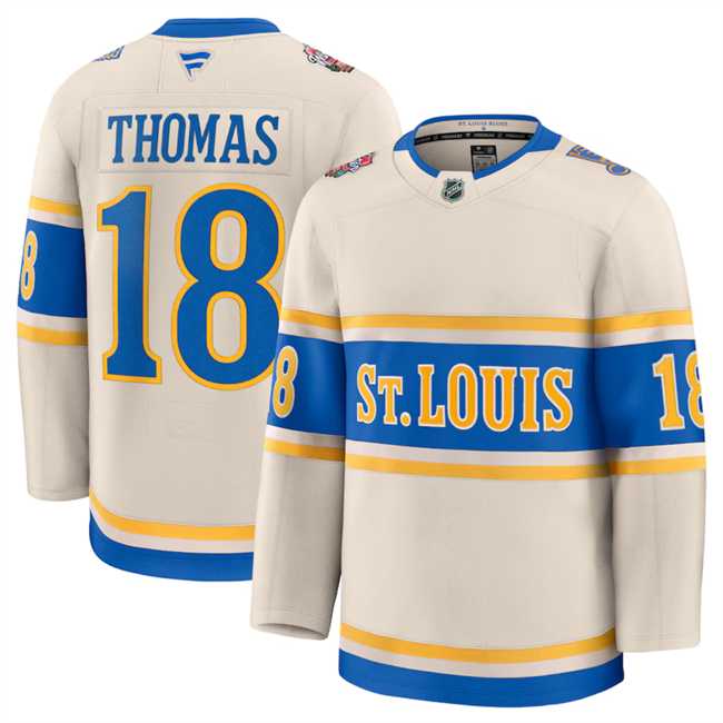 Men%27s St. Louis Blues #18 Robert Thomas Cream 2024-25 Winter Classic Stitched Hockey Jersey Dzhi->st.louis blues->NHL Jersey